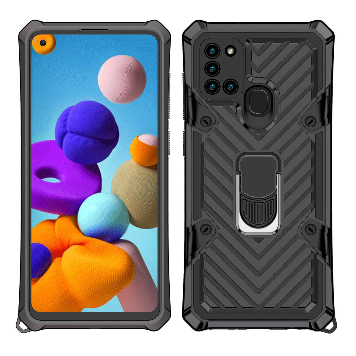 Samsung Galaxy A21S Rugged Tough Case Shockproof Hybrid Cover BLACK