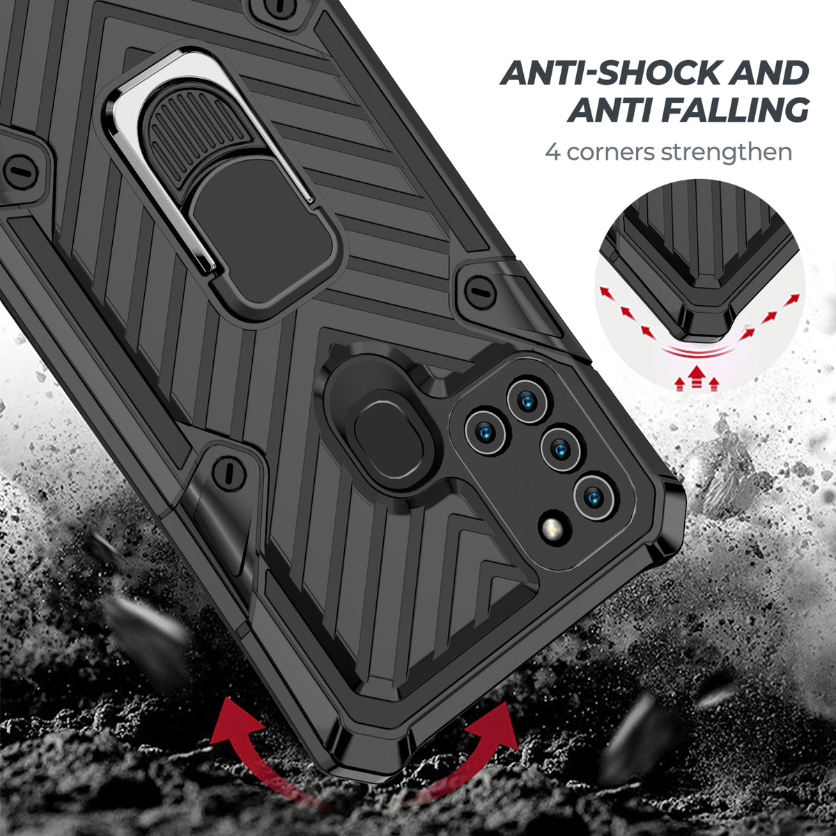Samsung Galaxy A21S Rugged Tough Case Shockproof Hybrid Cover BLACK