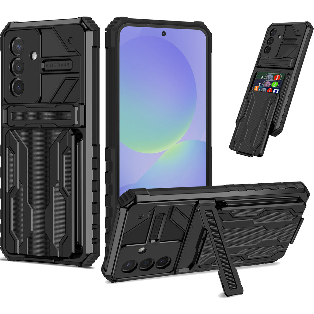 Samsung A57 Heavy Duty Kickstand Case Shockproof Card Holder BLACK