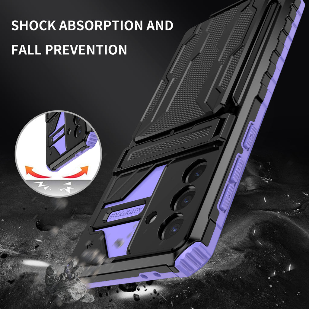 Samsung A36 Heavy Duty Kickstand Case Shockproof Card Holder PURPLE