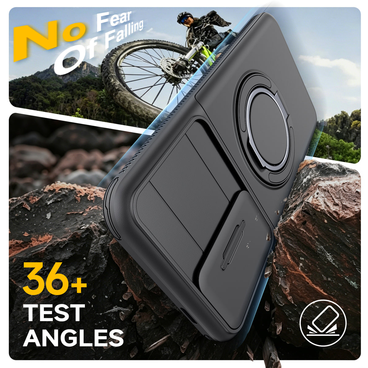 Samsung Galaxy A16 Rugged Shockproof Case Kickstand Card Cover BLACK