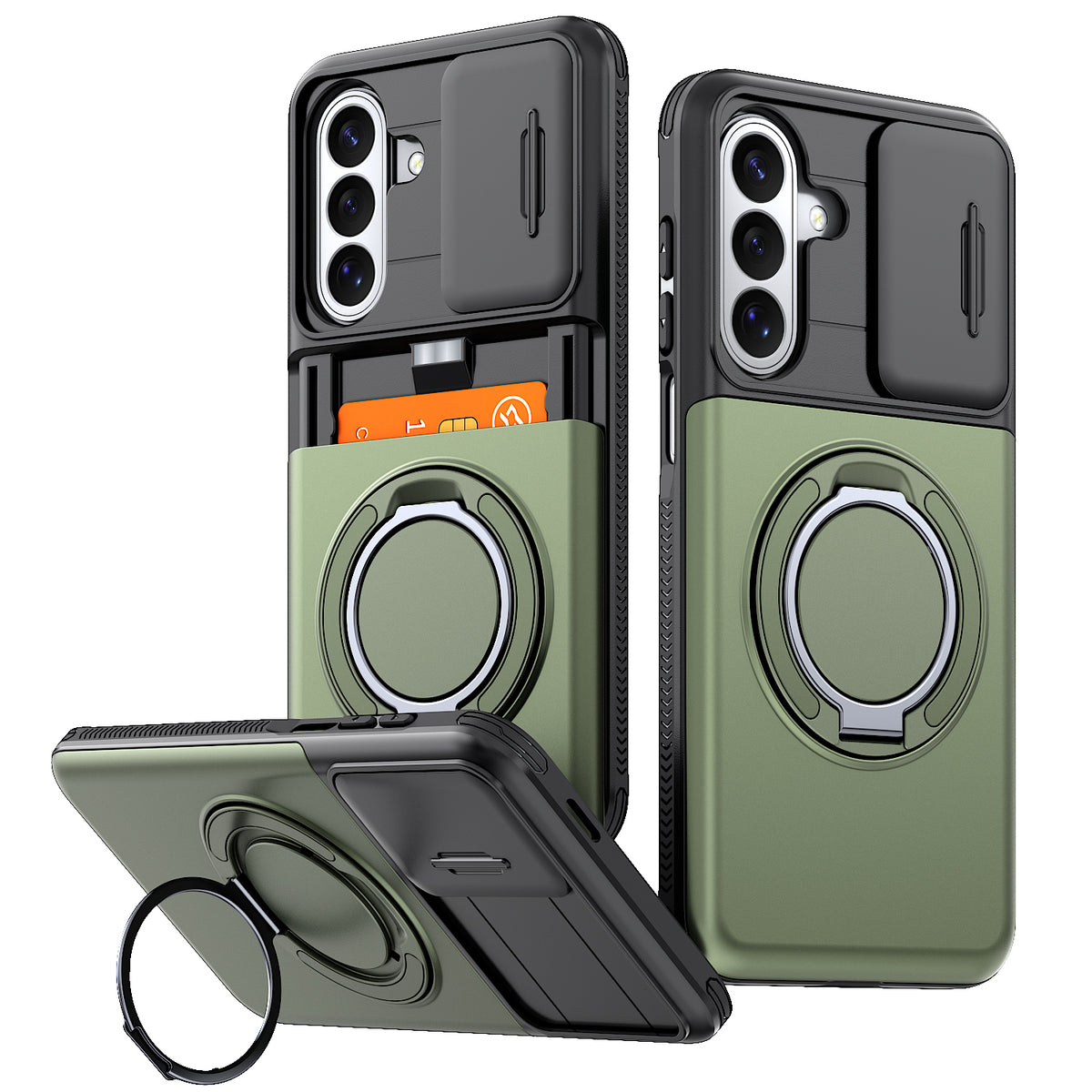 Samsung Galaxy A26 5G Rugged Shockproof Case Kickstand Card Cover GREEN