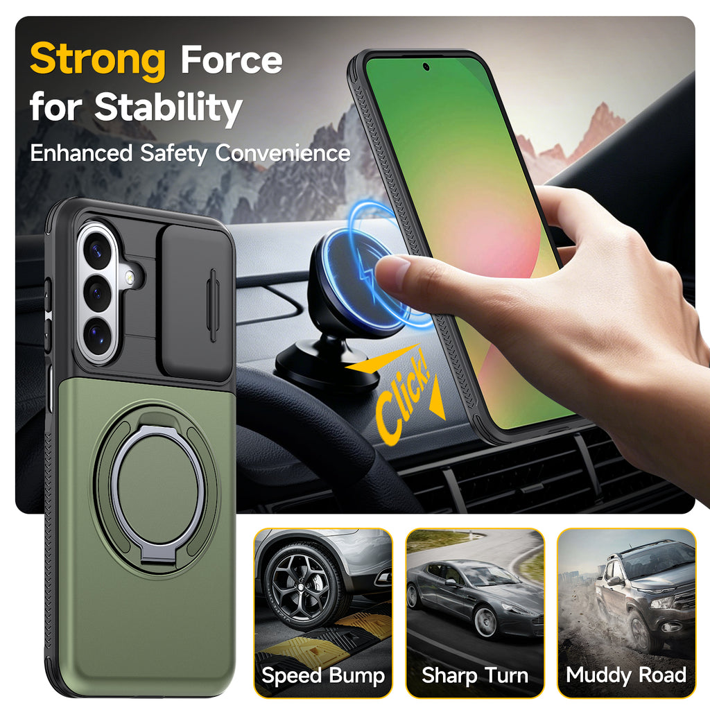 Samsung Galaxy A26 5G Rugged Shockproof Case Kickstand Card Cover GREEN