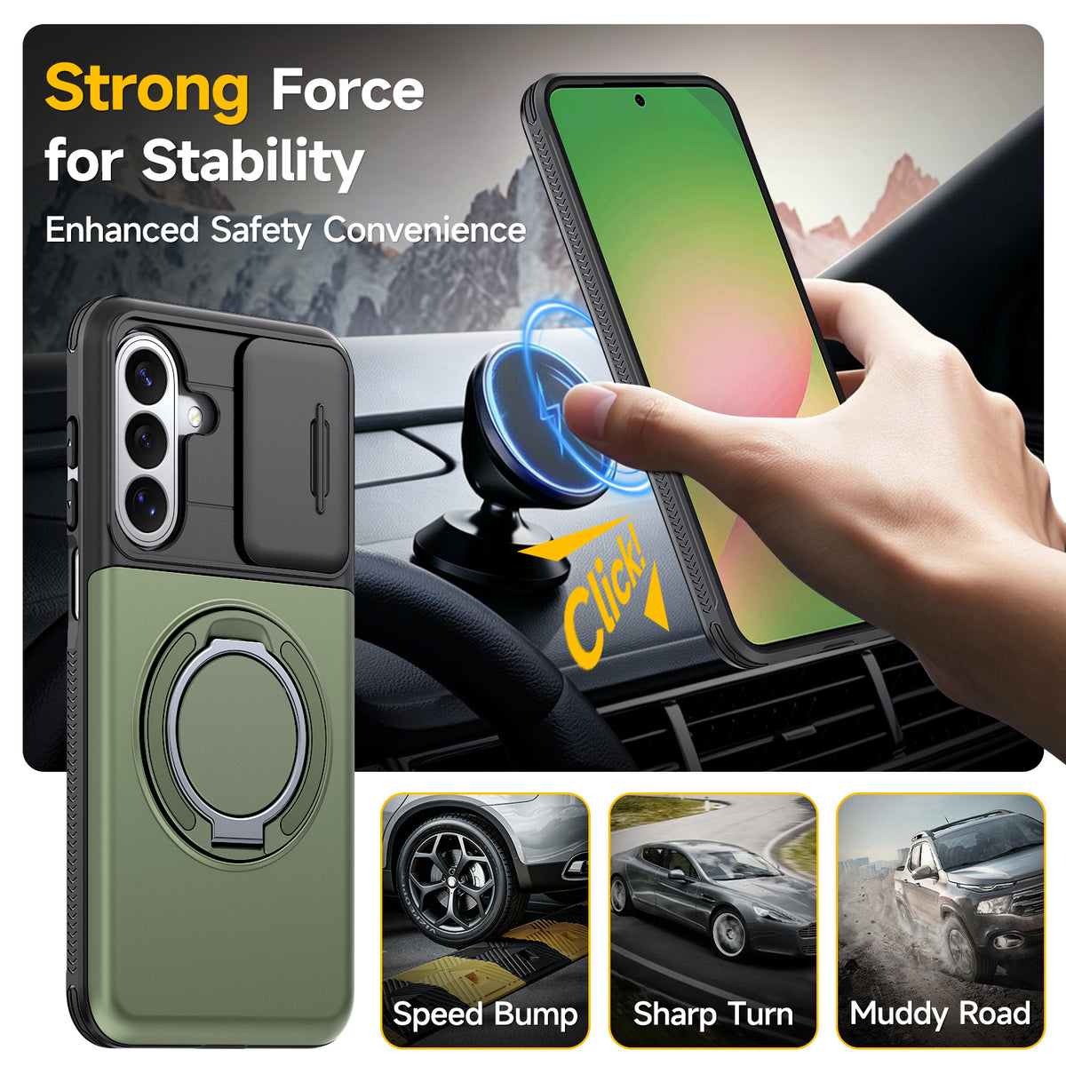 Samsung Galaxy A26 5G Rugged Shockproof Case Kickstand Card Cover GREEN