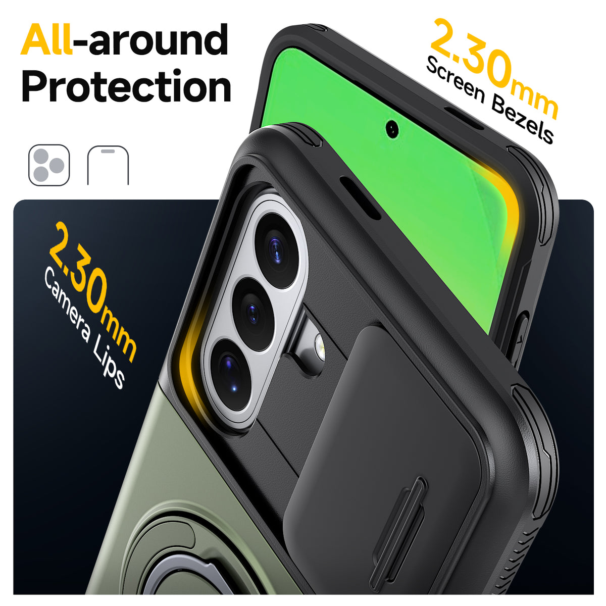 Samsung Galaxy A26 5G Rugged Shockproof Case Kickstand Card Cover GREEN