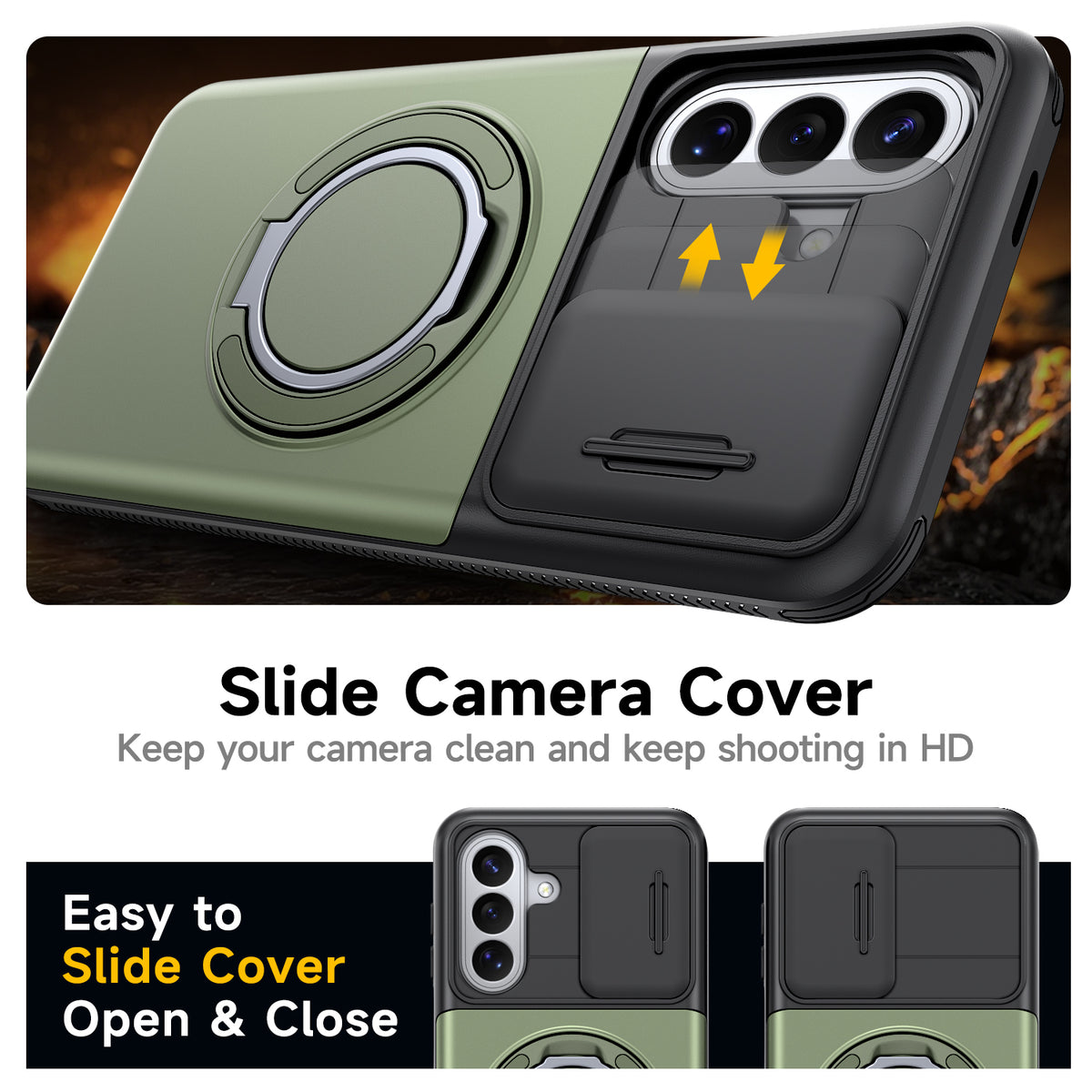 Samsung Galaxy A26 5G Rugged Shockproof Case Kickstand Card Cover GREEN