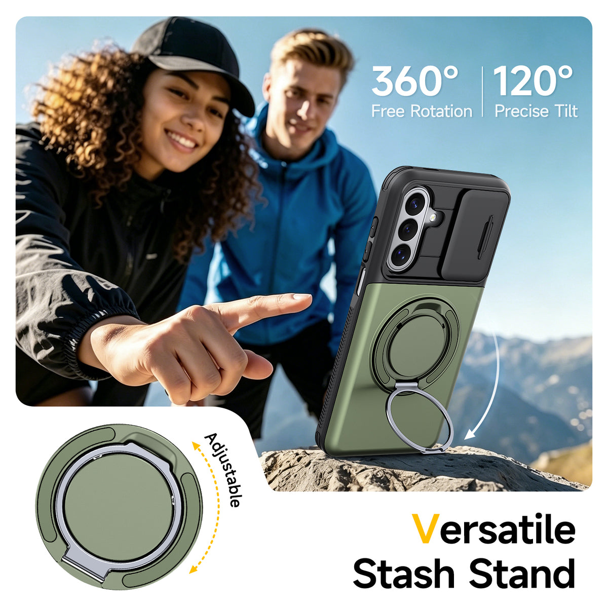 Samsung Galaxy A26 5G Rugged Shockproof Case Kickstand Card Cover GREEN