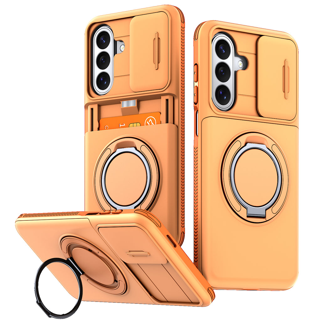 Samsung Galaxy A16 Rugged Shockproof Case Kickstand Card Cover ORANGE