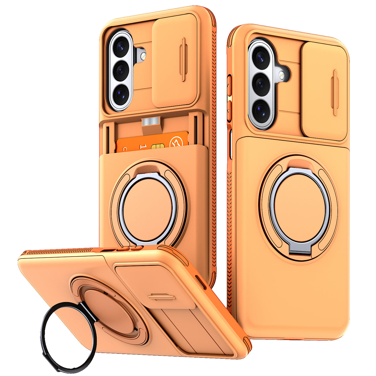 Samsung Galaxy A16 Rugged Shockproof Case Kickstand Card Cover ORANGE