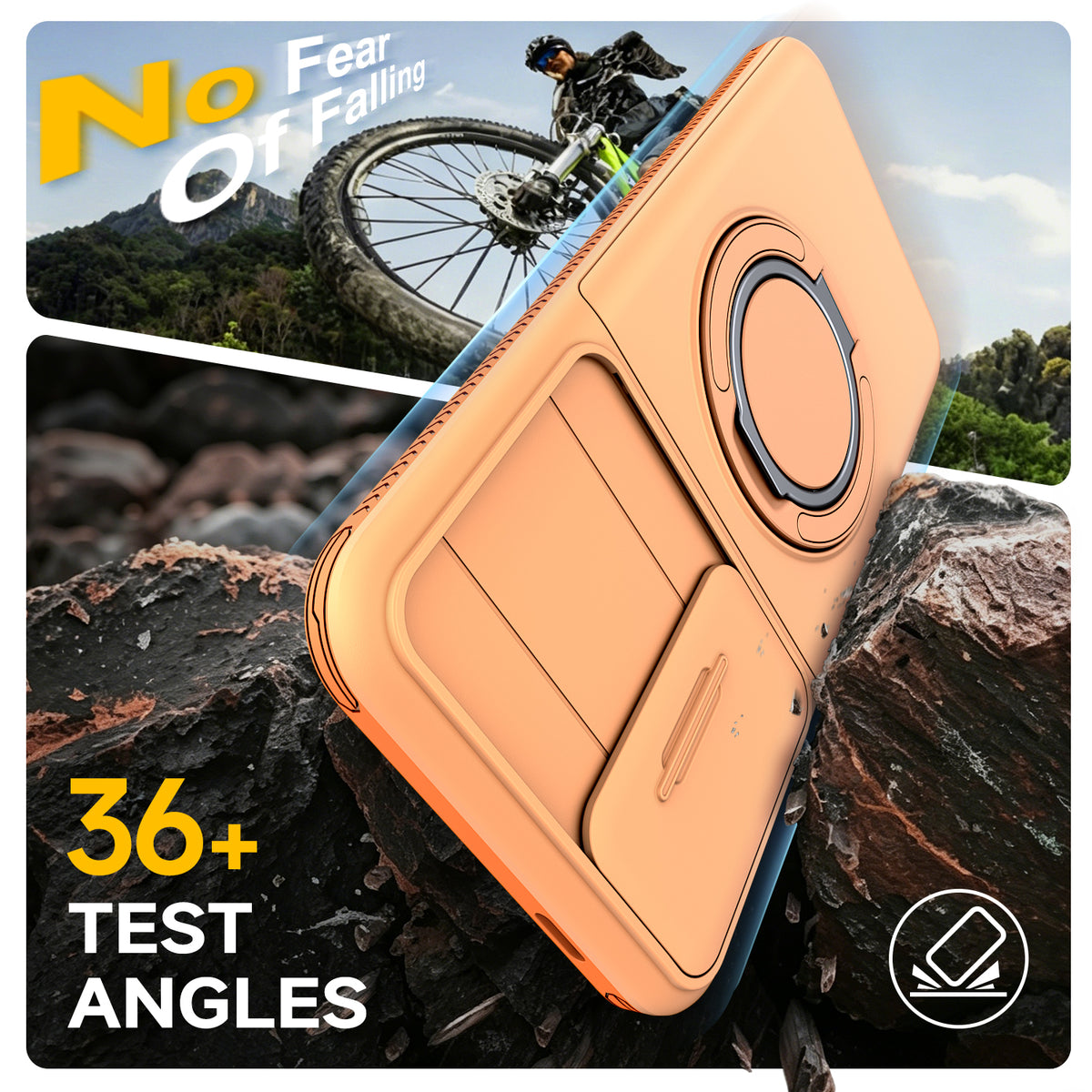 Samsung Galaxy A16 Rugged Shockproof Case Kickstand Card Cover ORANGE