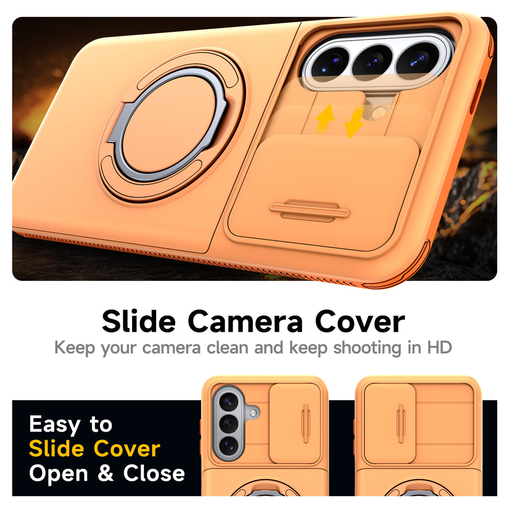 Samsung Galaxy A16 Rugged Shockproof Case Kickstand Card Cover ORANGE