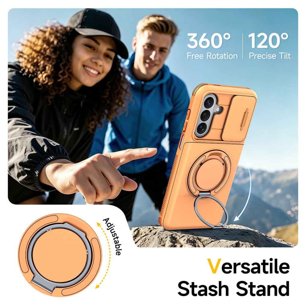 Samsung Galaxy A16 Rugged Shockproof Case Kickstand Card Cover ORANGE