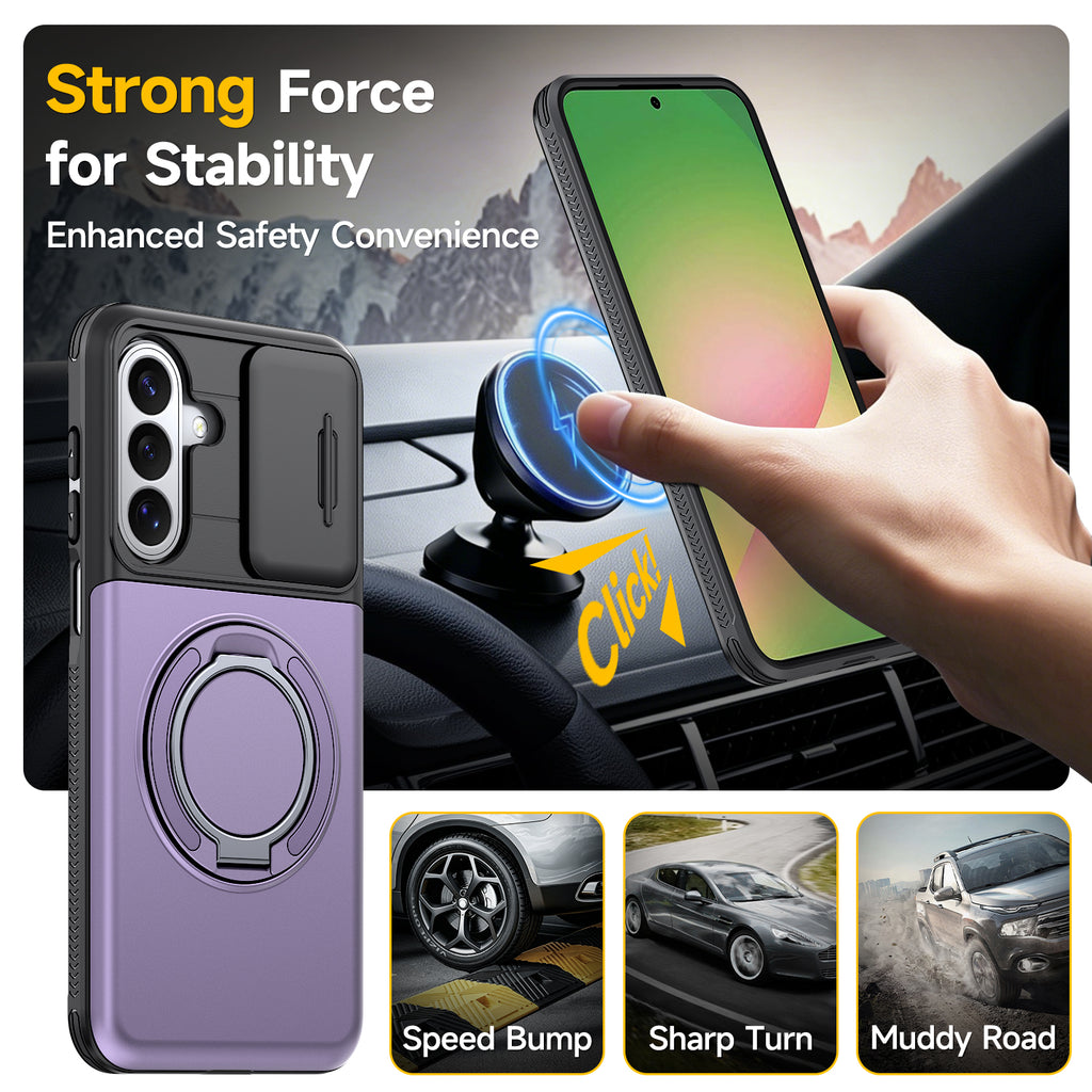 Samsung Galaxy A16 Rugged Shockproof Case Kickstand Card Cover PURPLE