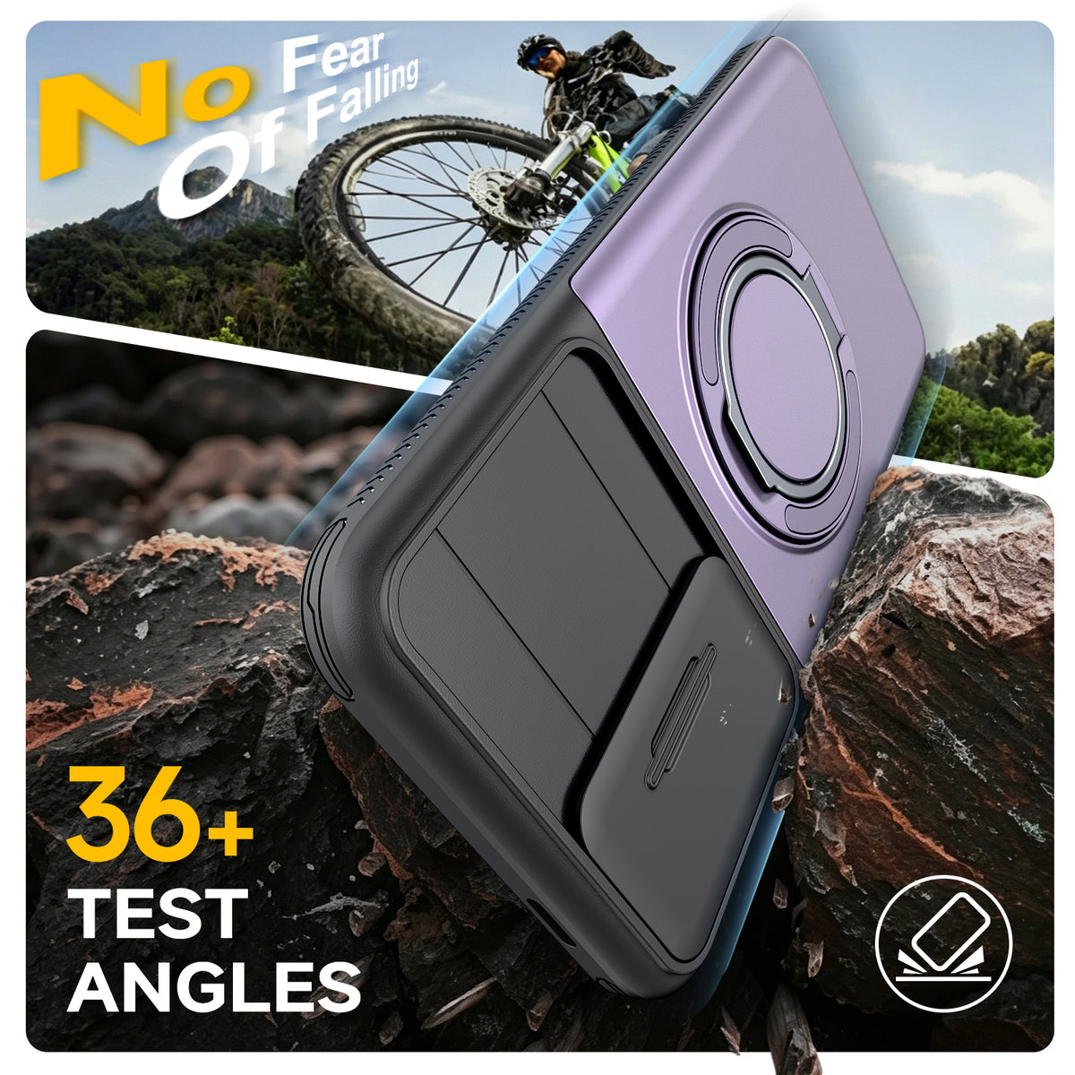 Samsung Galaxy A16 Rugged Shockproof Case Kickstand Card Cover PURPLE
