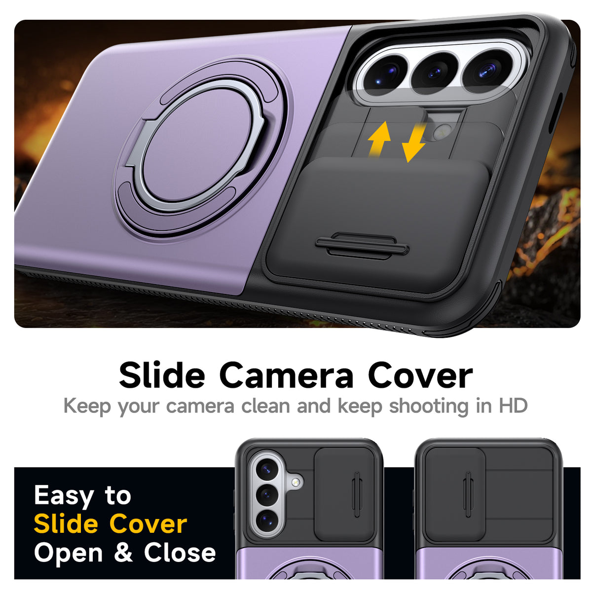 Samsung Galaxy A16 Rugged Shockproof Case Kickstand Card Cover PURPLE
