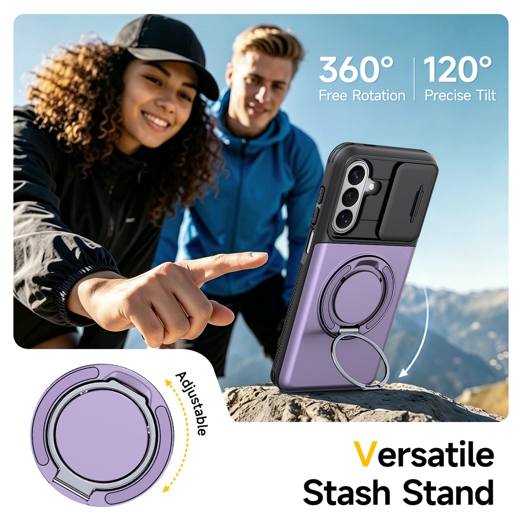 Samsung Galaxy A16 Rugged Shockproof Case Kickstand Card Cover PURPLE