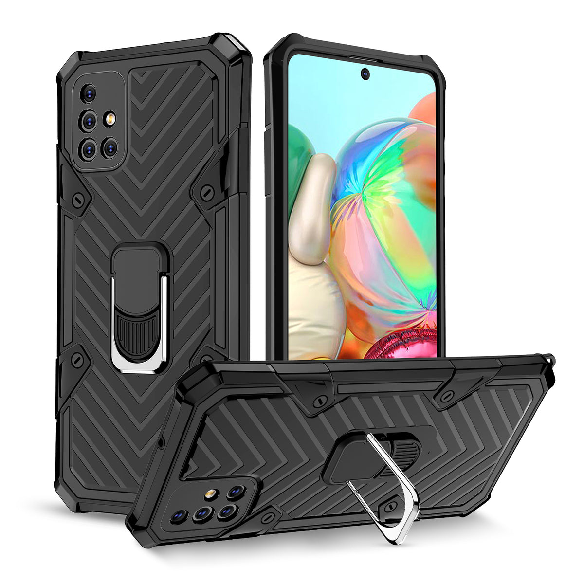 Samsung Galaxy A71 Rugged Tough Case Shockproof Hybrid Cover BLACK