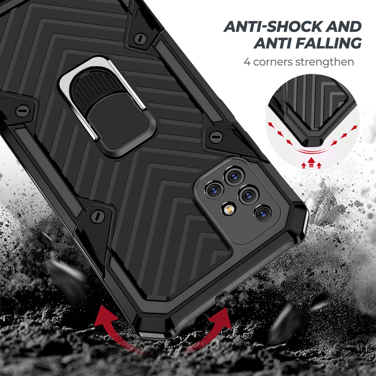 Samsung Galaxy A71 Rugged Tough Case Shockproof Hybrid Cover BLACK