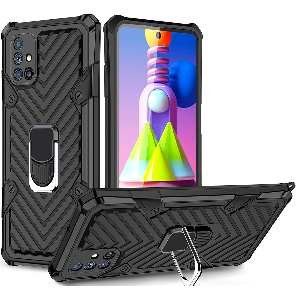 Samsung Galaxy M51 Rugged Tough Case Shockproof Hybrid Cover BLACK