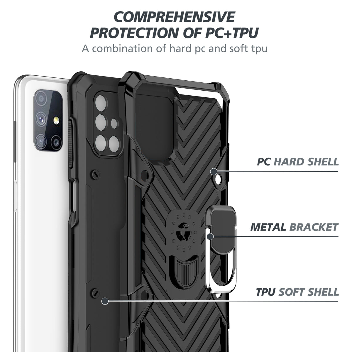 Samsung Galaxy M51 Rugged Tough Case Shockproof Hybrid Cover BLACK