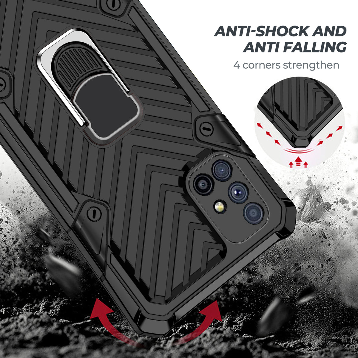 Samsung Galaxy M51 Rugged Tough Case Shockproof Hybrid Cover BLACK