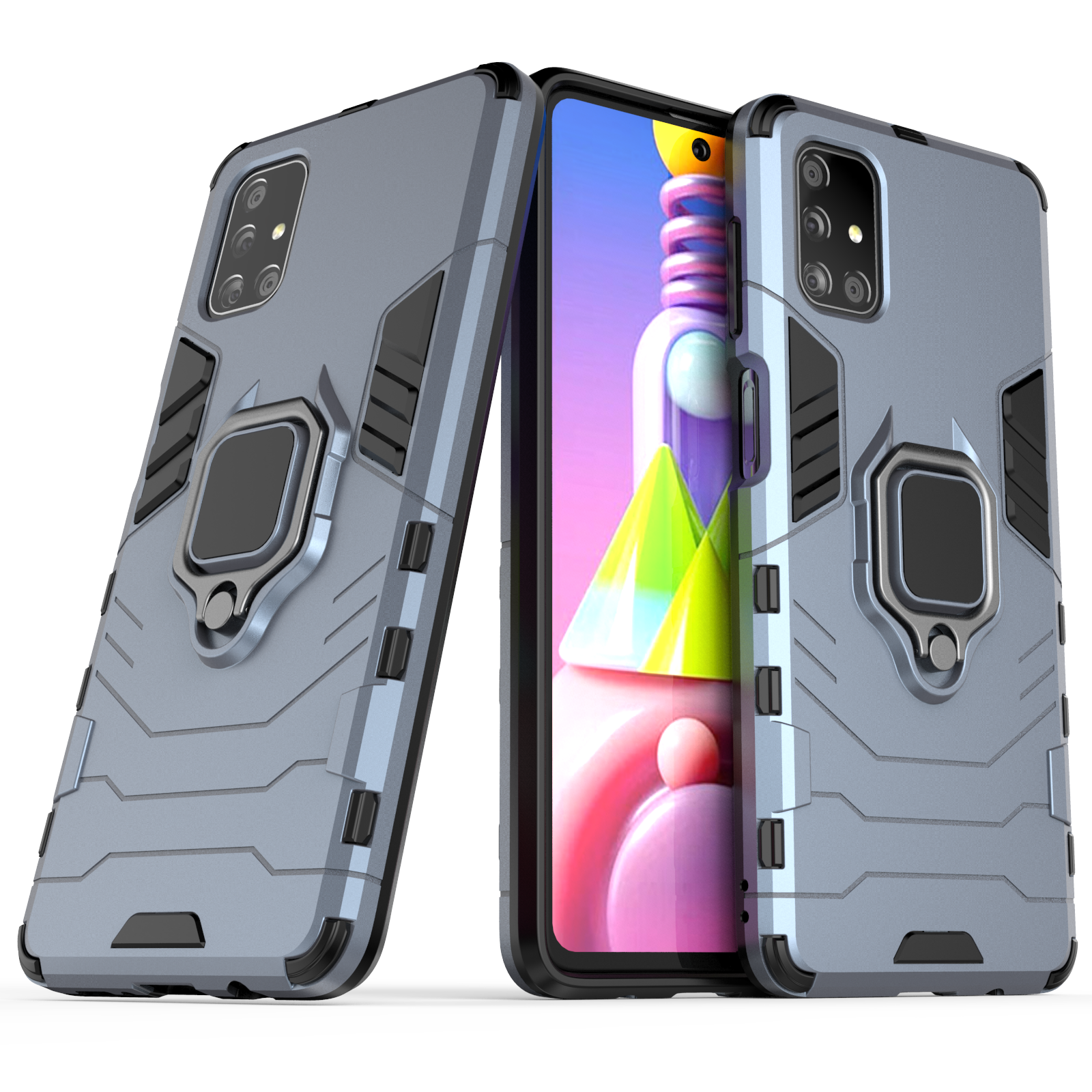 Samsung Galaxy M51 Rugged Tough Case Shockproof Hybrid Cover BLUE