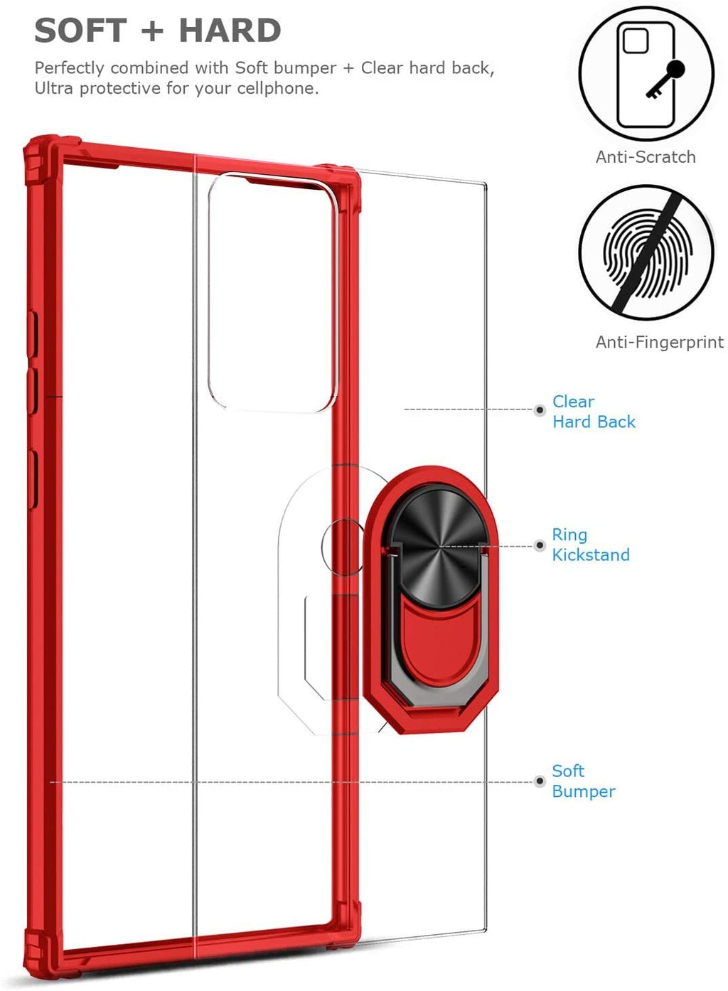 Samsung Note 20 Rugged Tough Case Shockproof Hybrid Cover RED