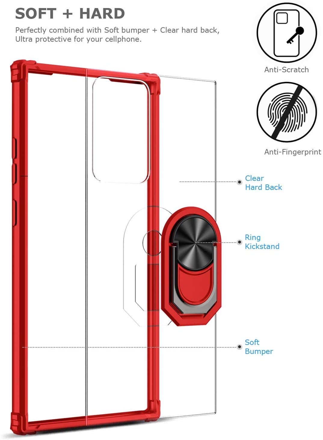 Samsung Note 20 Rugged Tough Case Shockproof Hybrid Cover RED