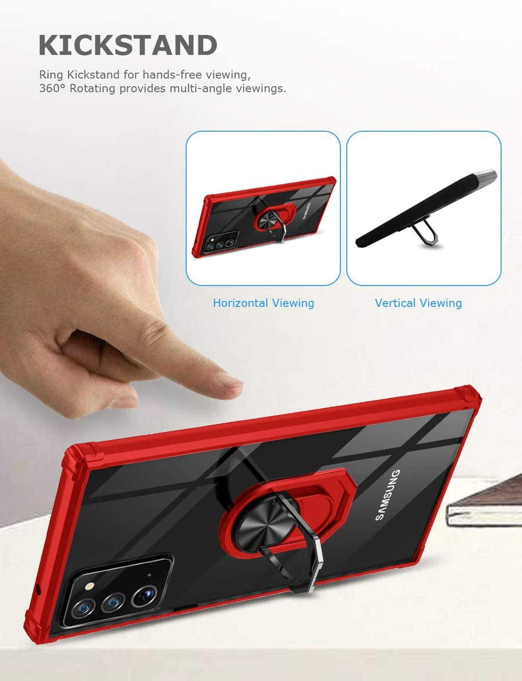 Samsung Note 20 Rugged Tough Case Shockproof Hybrid Cover RED