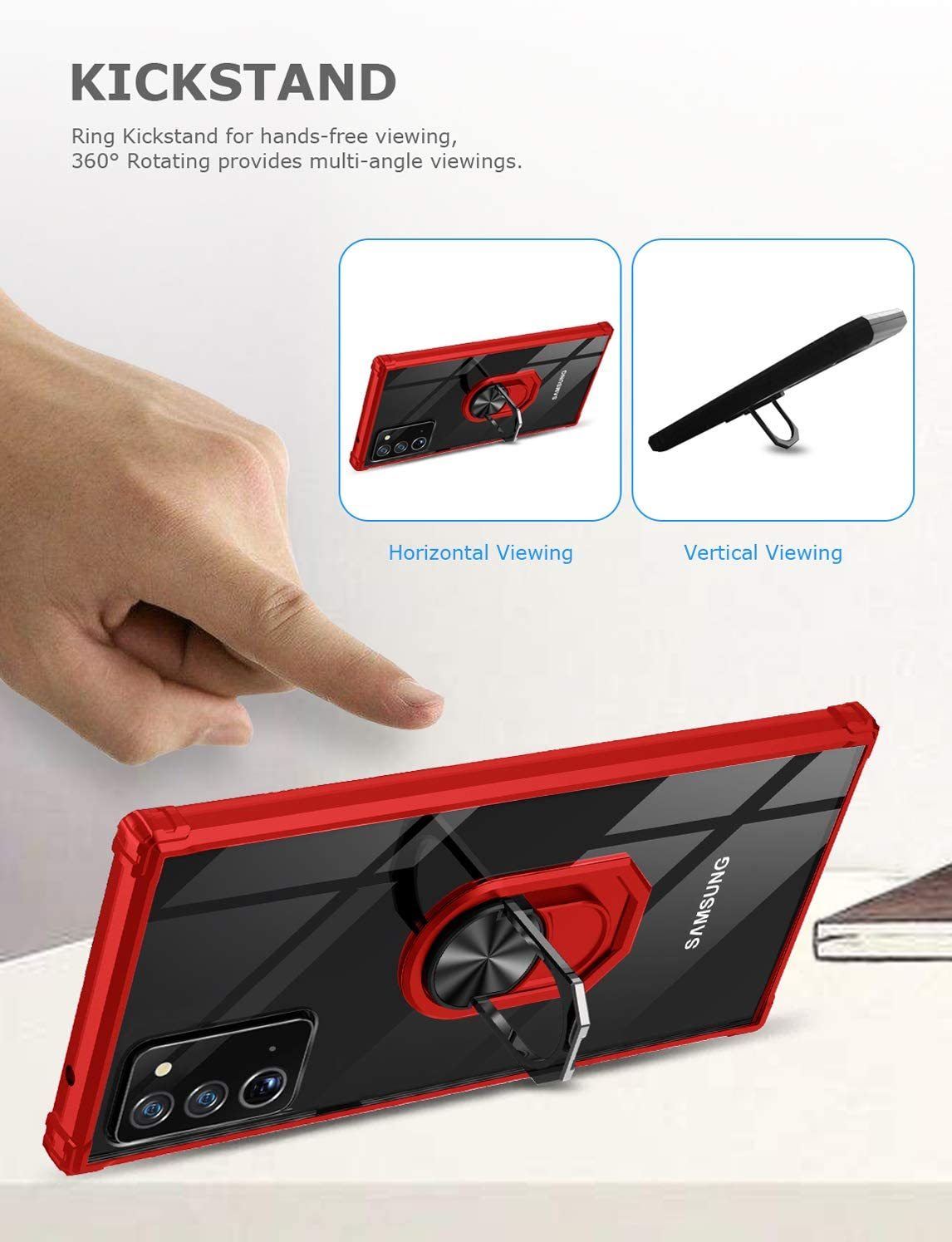 Samsung Note 20 Rugged Tough Case Shockproof Hybrid Cover RED
