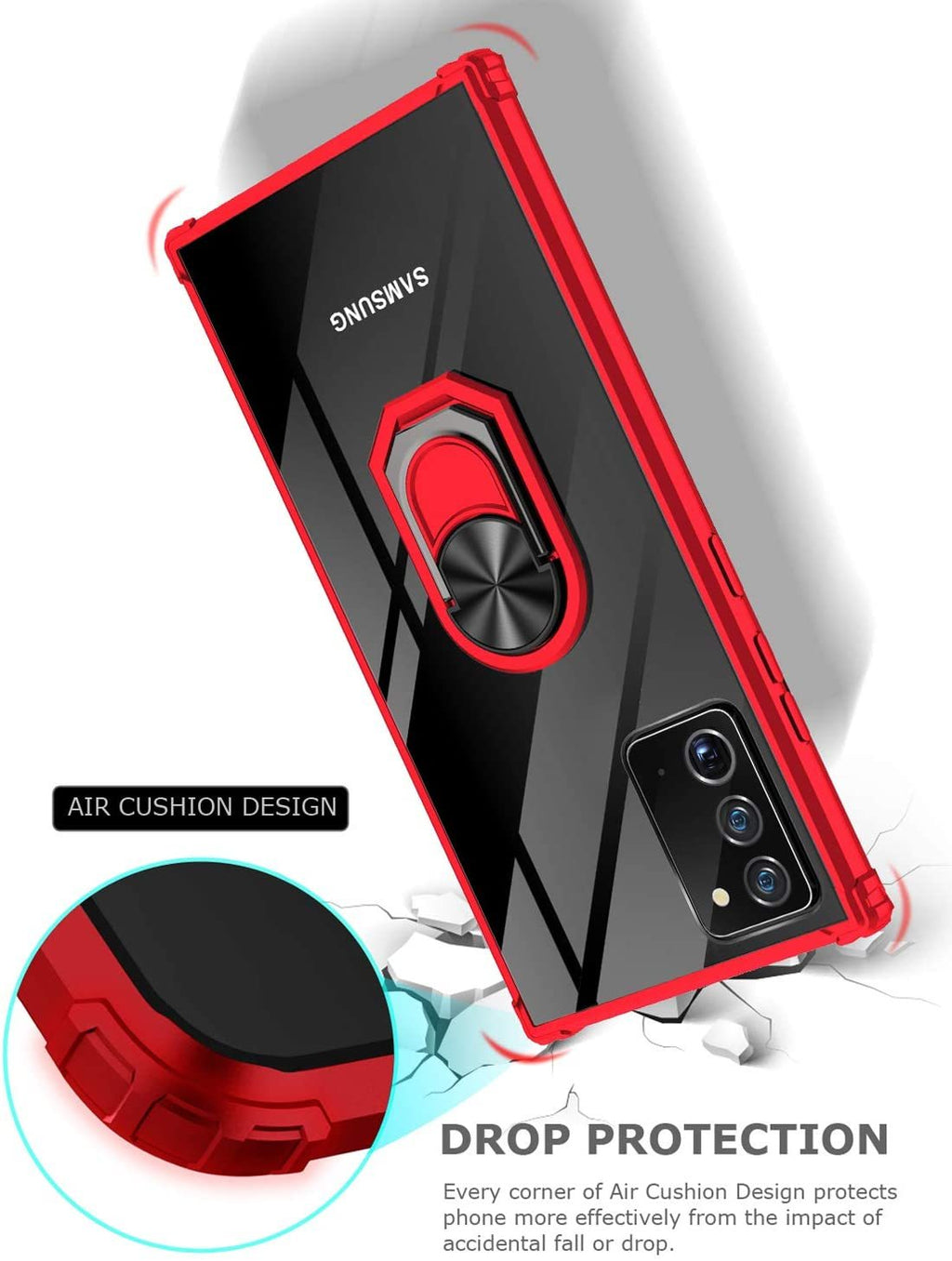 Samsung Note 20 Rugged Tough Case Shockproof Hybrid Cover RED