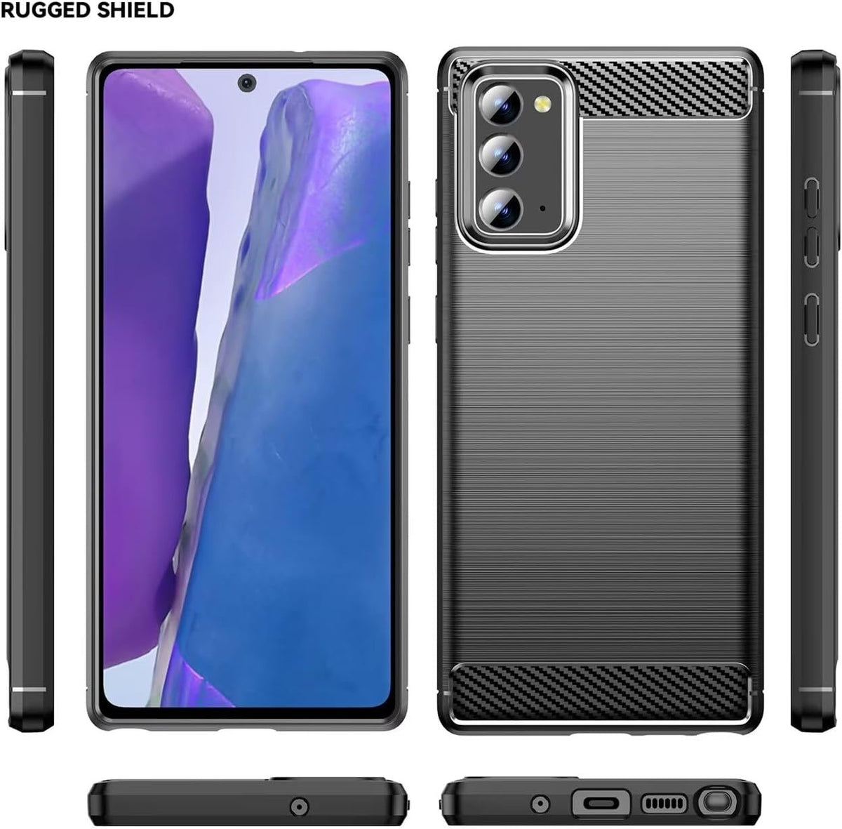 Samsung Galaxy Note 20 Slim Fit Case Tough Gel TPU Rubber Cover BLACK