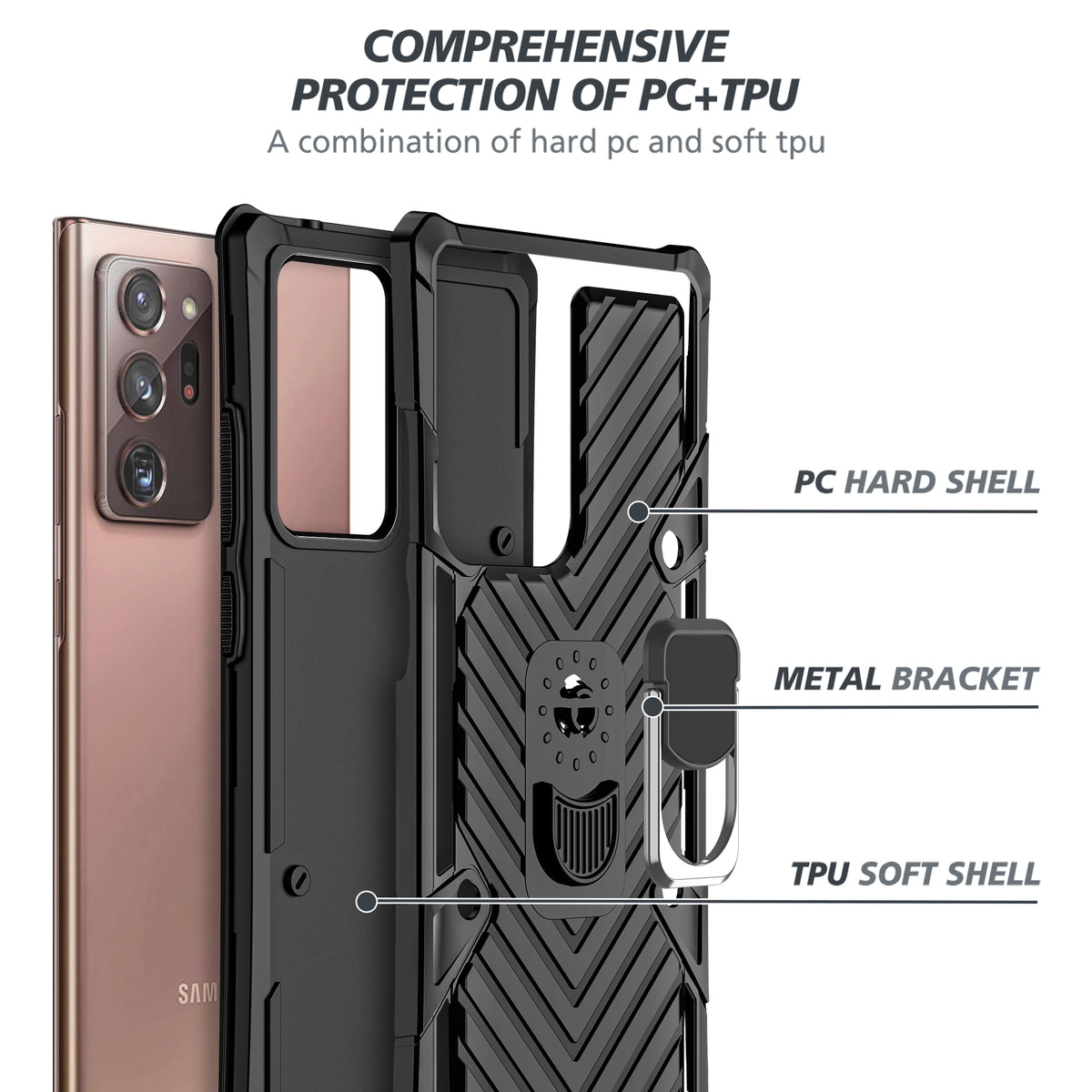 Samsung Galaxy Note 20 Ultra Rugged Tough Case Shockproof Hybrid Cover BLACK