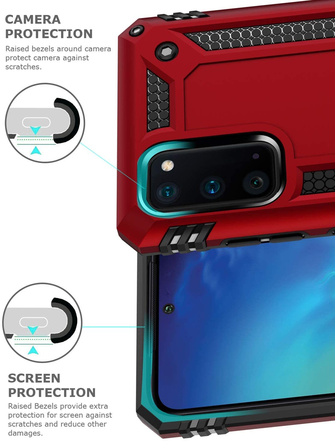 Samsung Galaxy S20 Rugged Tough Case Shockproof Hybrid Cover RED