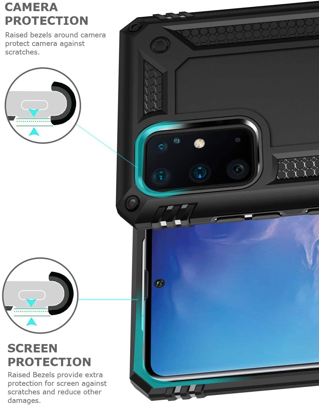 Samsung Galaxy S20 Plus Rugged Tough Case Shockproof Hybrid Cover BLACK