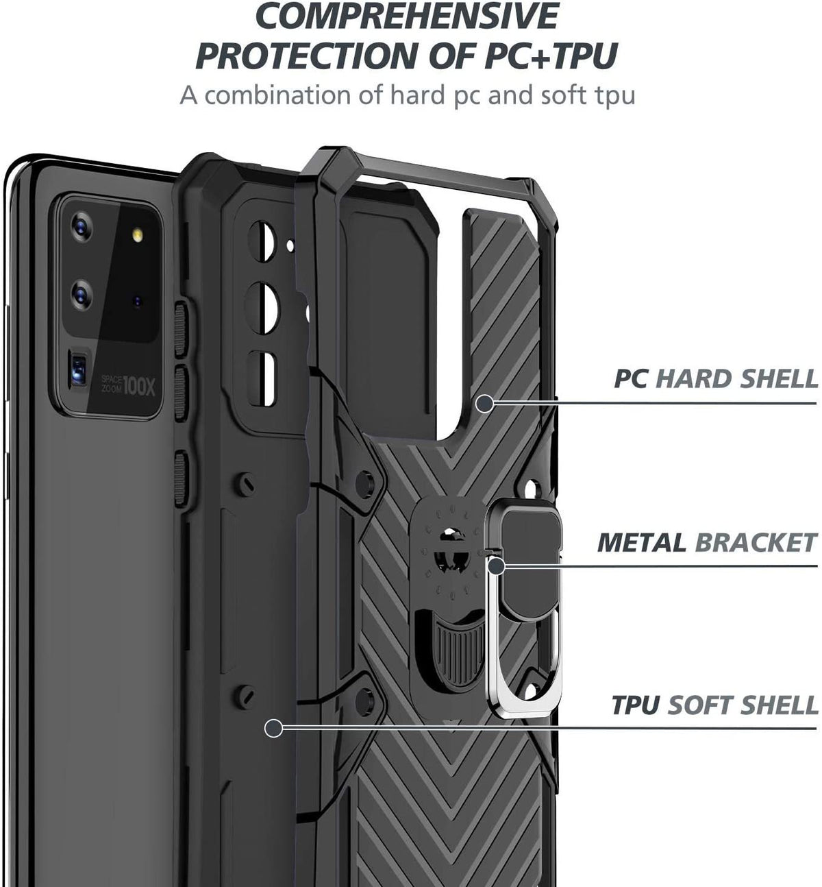 Samsung Galaxy S20 Ultra Rugged Tough Case Shockproof Hybrid Cover Black