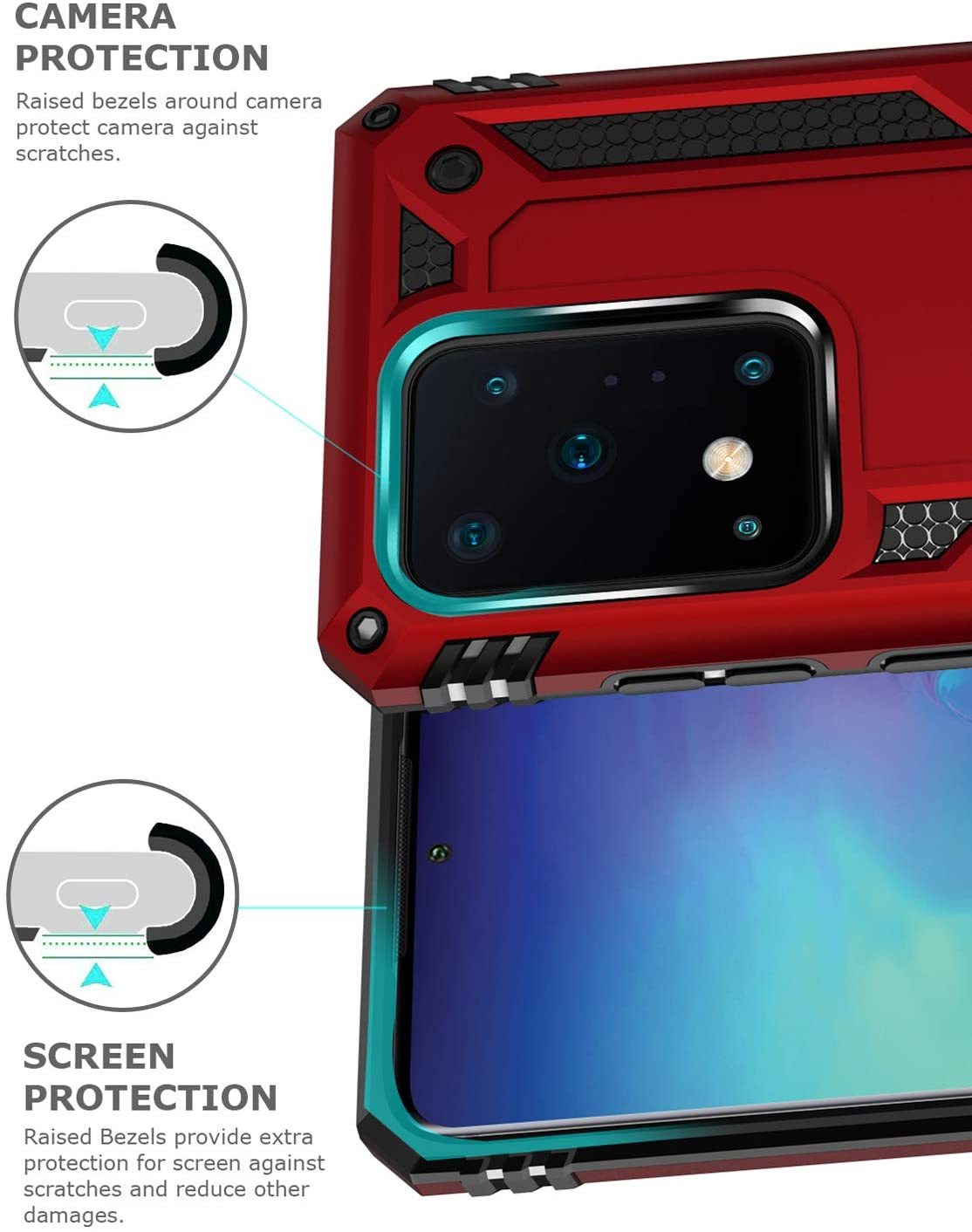 Samsung Galaxy S20 Ultra Rugged Tough Case Shockproof Hybrid Cover RED