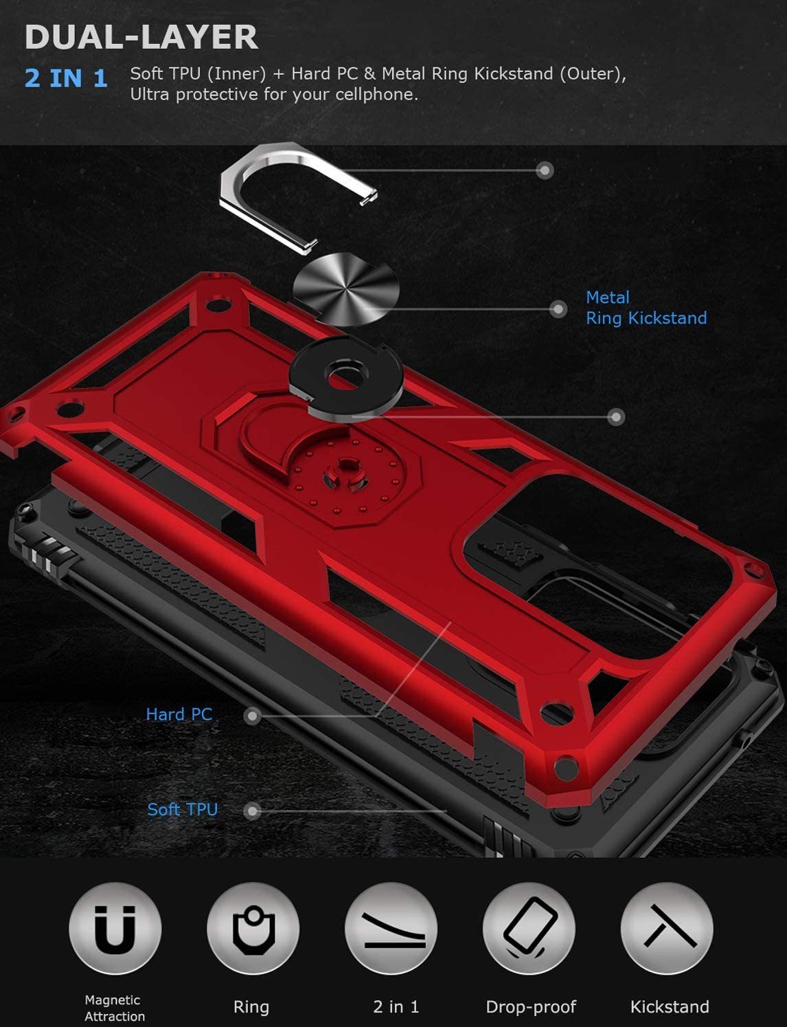 Samsung Galaxy S20 Ultra Rugged Tough Case Shockproof Hybrid Cover RED
