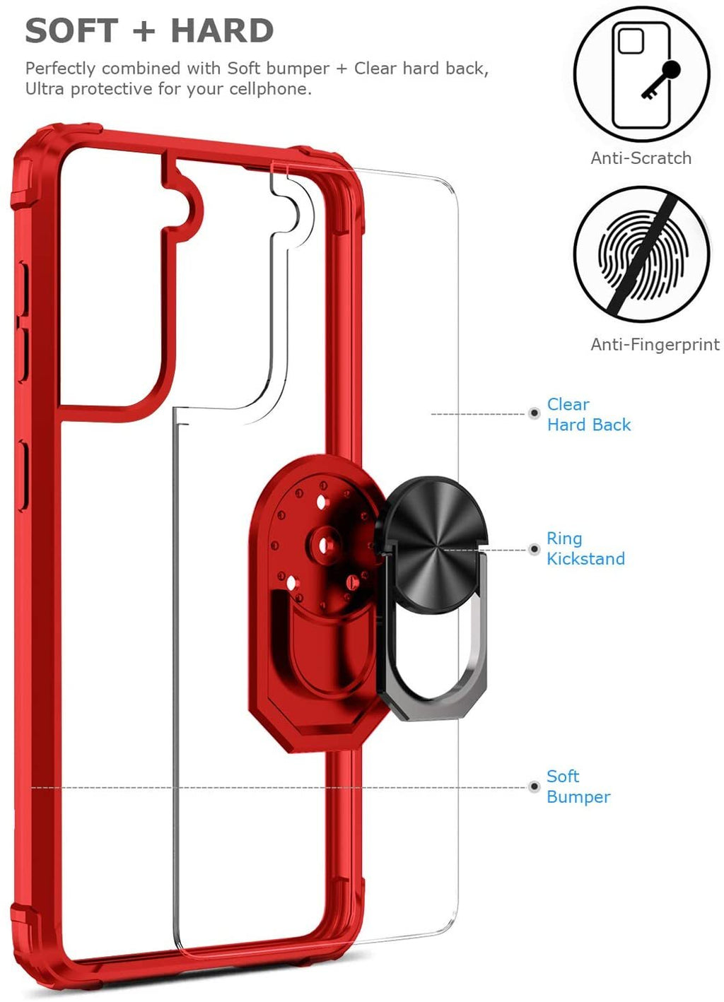 Samsung S21 Plus Rugged Tough Case Shockproof Hybrid Cover RED