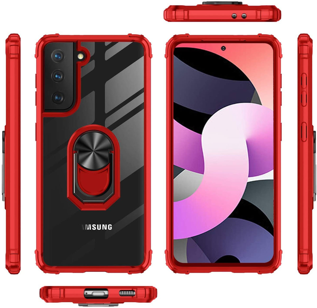 Samsung S21 Plus Rugged Tough Case Shockproof Hybrid Cover RED