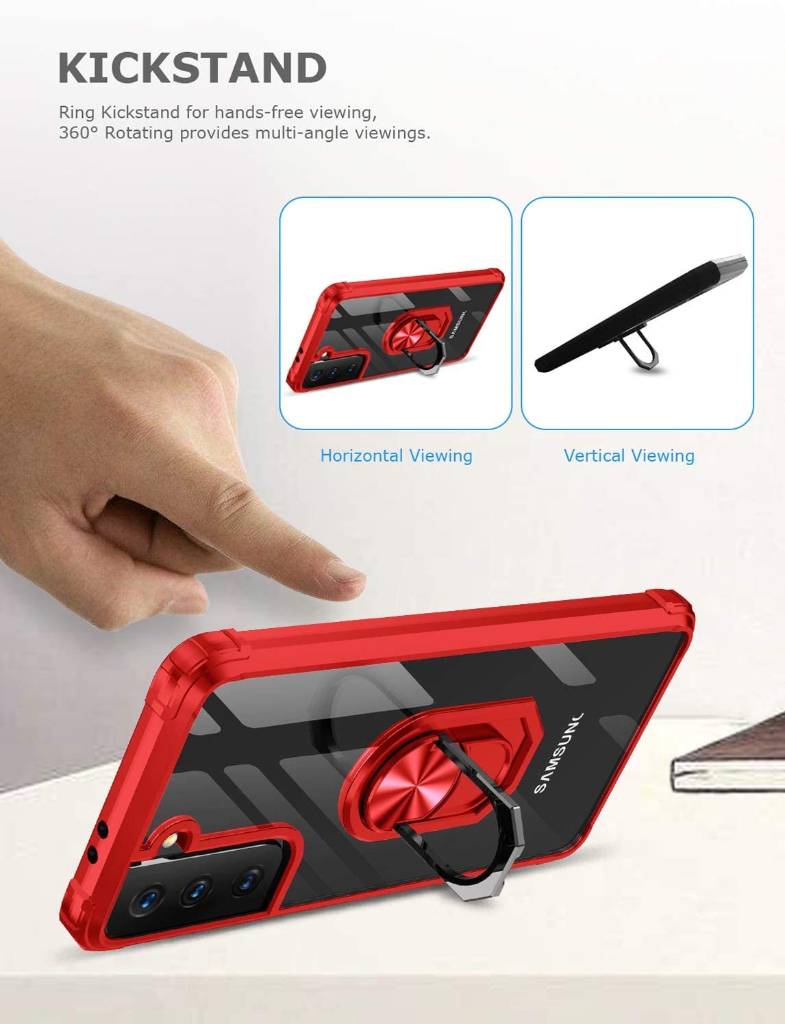 Samsung S21 Plus Rugged Tough Case Shockproof Hybrid Cover RED