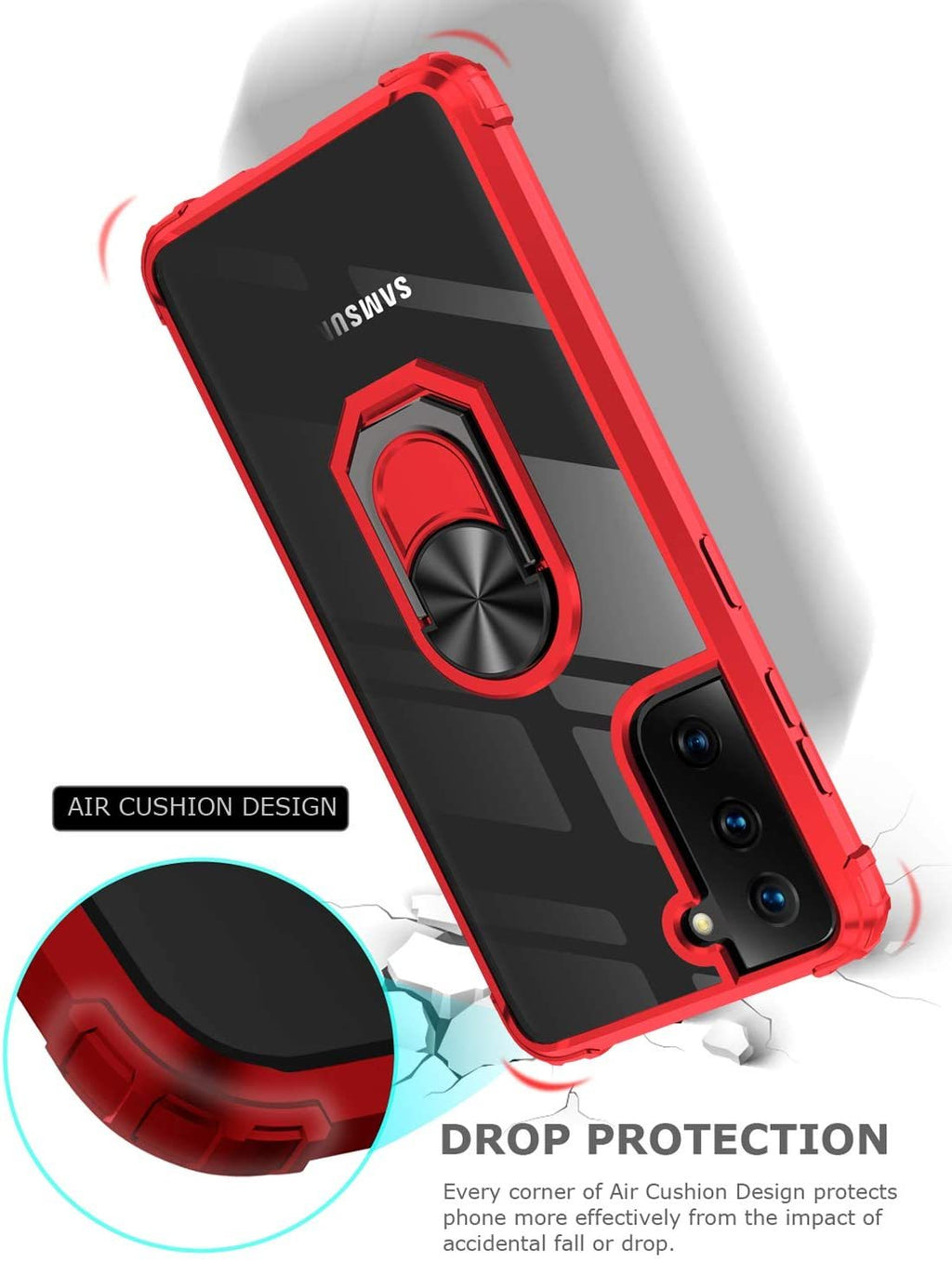 Samsung S21 Plus Rugged Tough Case Shockproof Hybrid Cover RED