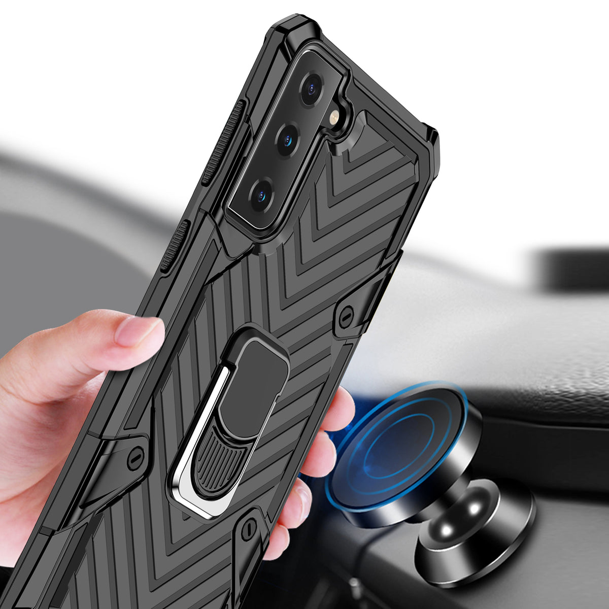 Samsung Galaxy S21 Rugged Tough Case Shockproof Hybrid Cover BLACK