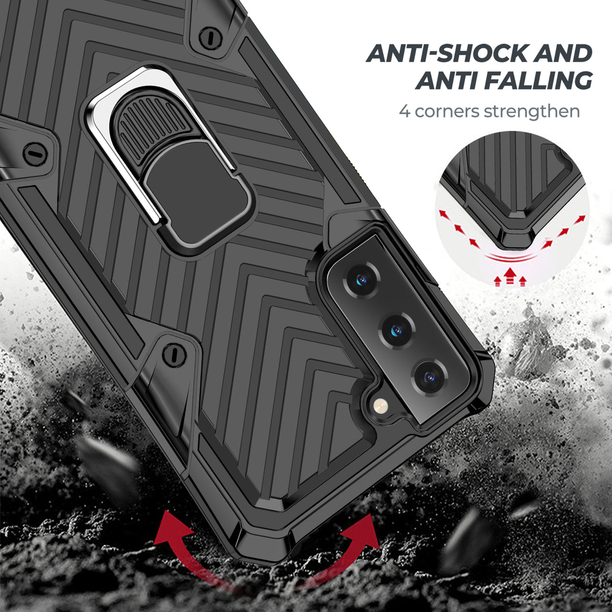 Samsung Galaxy S21 Rugged Tough Case Shockproof Hybrid Cover BLACK