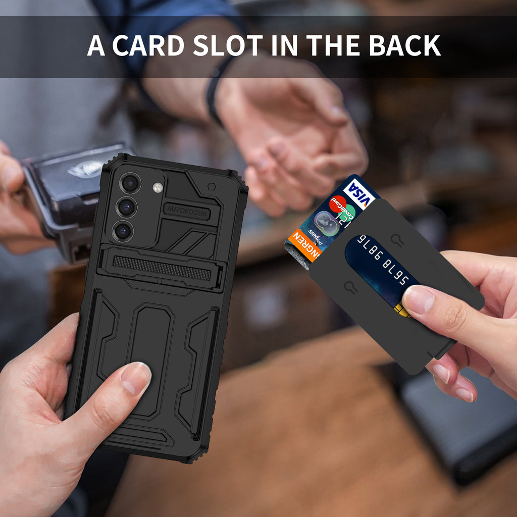 Samsung S21 Plus Heavy Duty Kickstand Case Shockproof Card Holder BLACK
