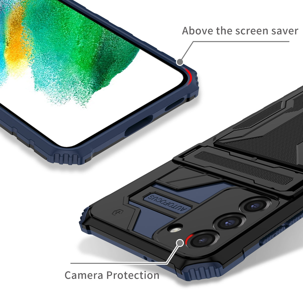 Samsung S21 Plus Heavy Duty Kickstand Case Shockproof Card Holder BLUE