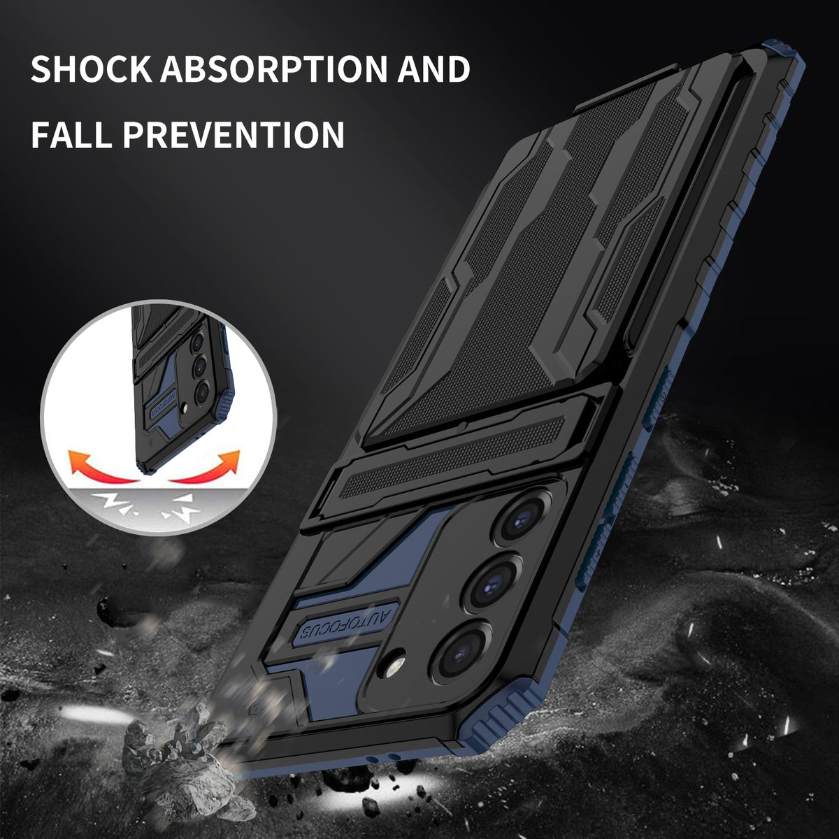 Samsung S21 Plus Heavy Duty Kickstand Case Shockproof Card Holder BLUE
