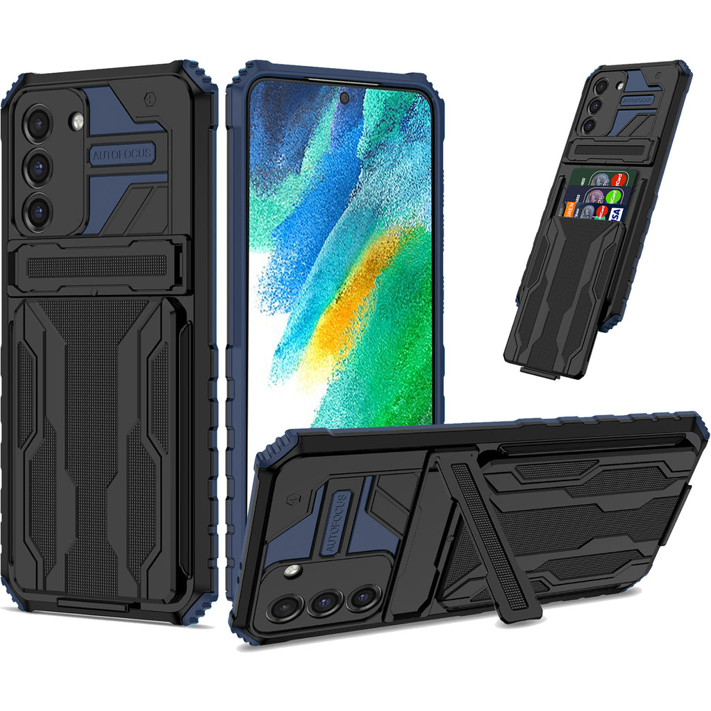 Samsung S21 Plus Heavy Duty Kickstand Case Shockproof Card Holder BLUE