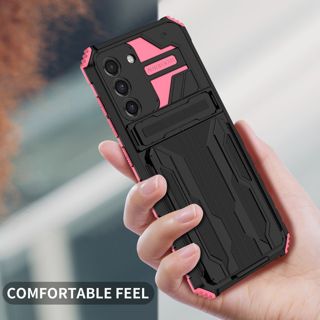 Samsung S21 Plus Heavy Duty Kickstand Case Shockproof Card Holder PINK