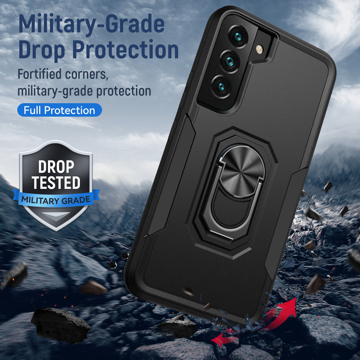 Samsung S21 Plus Heavy Duty Case Rugged Tough Dual Layer Shockproof Cover BLACK